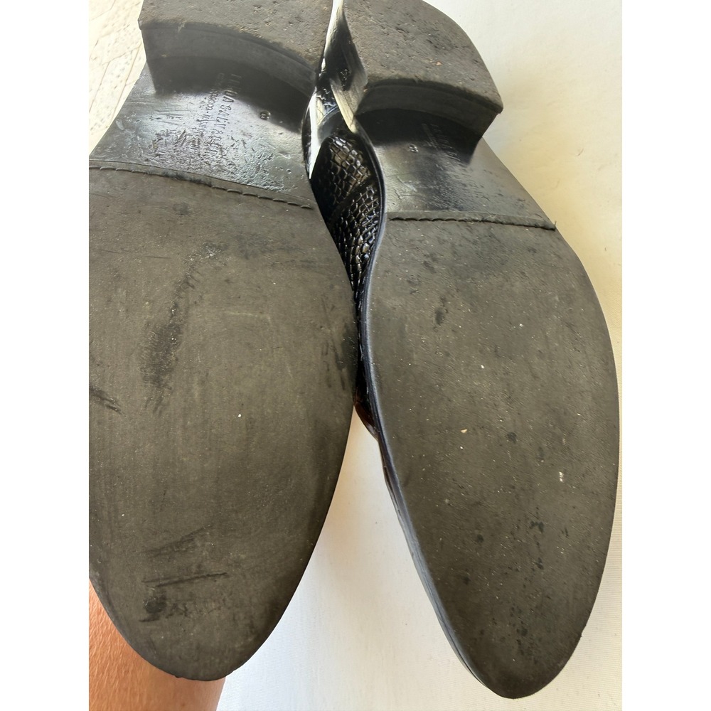Freda Salvador Black Croc Embossed Leather D'Orsay Oxford Flats Size 8 - Picture 8 of 10